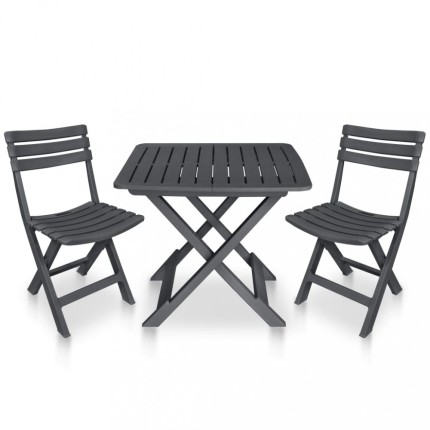 Skladací bistro set 3 ks antracit Dekorhome