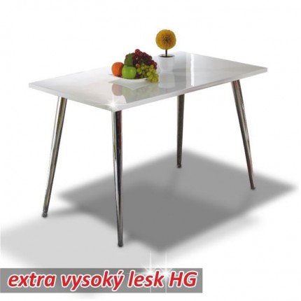 Jedálenský stôl 120x70 PEDRO biela lesk / chróm