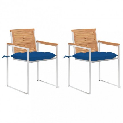 Záhradná stolička 2 ks teak / látka Dekorhome