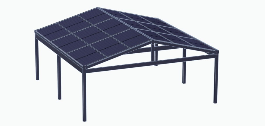 Hliníkový prístrešok na auto SOLAR ENERGO 6x6m s FVE 6,84 kW + batéria 6,2 kW