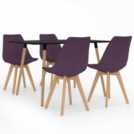 Jedálenský set 4+1 buk / látka / plast Dekorhome
