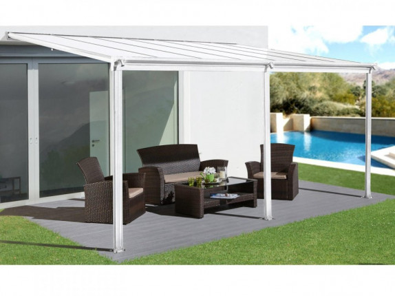 Hliníková pergola 4,95 x 3 m biela / polykarbonát Dekorhome