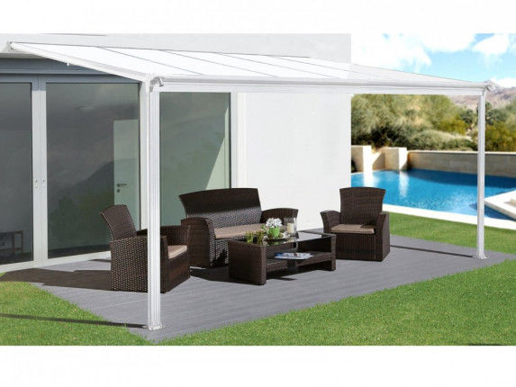 Hliníková pergola 3,12 x 3 m biela / polykarbonát Dekorhome