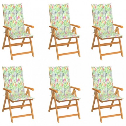 Záhradná stolička 6 ks teak / látka Dekorhome