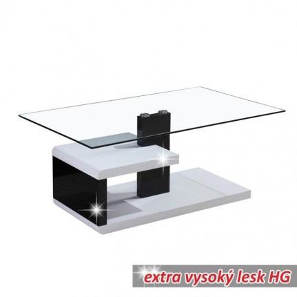 Konferenčný stolík LARS NEW sklo / biela / čierna