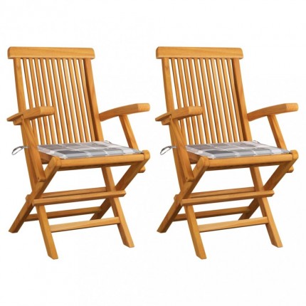 Záhradná stolička 2 ks teak / látka Dekorhome