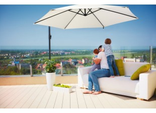 Závesný slnečník s LED svetlom Ø 330 cm Dekorhome