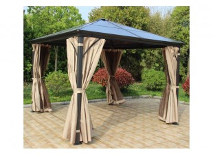 Pergola s bočnou stenou a moskytiérou 3x3m WH8401 Dekorhome