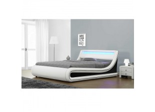 Manželská posteľ s LED osvetlením MANILA NEW biela / čierna