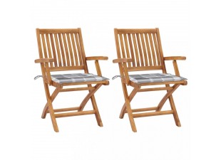 Záhradná stolička 2 ks teak / látka Dekorhome