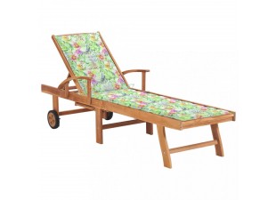 Záhradné lehátko masívny teak / látka Dekorhome