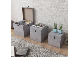 Úložný box 3 ks betón Dekorhome