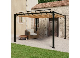 Pergola s lamelovou strechou 3 x 3 m hliník / látka Dekorhome