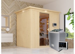 Interiérová fínska sauna 196x151 cm s kamny 9 kW Dekorhome