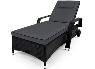 Ratanové ležadlo D2694 čierna / antracit Dekorhome