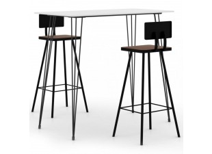 Barový set 3 ks kov / MDF Dekorhome