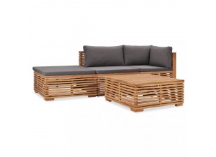 Záhradná sedacia súprava 4 ks teak / látka Dekorhome