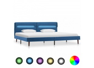 Posteľ s LED svetlom modrý textil Dekorhome