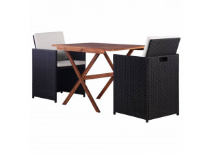 Záhradný bistro set 3 ks hnedá / čierna Dekorhome