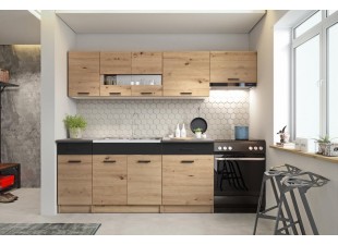 Kuchynská linka ALINA 240 dub artisan / čierna