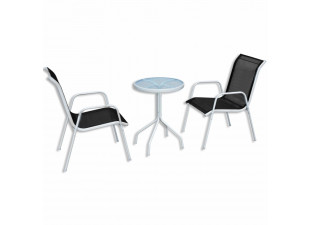 Záhradný bistro set 3 ks kov / textilen Dekorhome