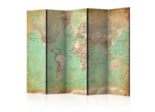 Paraván Turquoise World Map Dekorhome