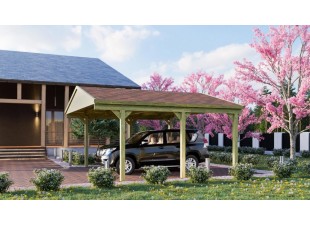 Drevený prístrešok / carport 530x496 cm Dekorhome