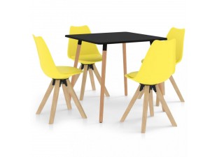 Jedálenský set 4 + 1 buk / umelá koža / plast Dekorhome