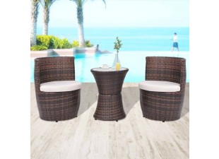 Bistro set polyratan / látka Dekorhome