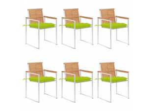 Záhradná stolička 6 ks teak / látka Dekorhome