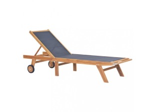 Skladacie záhradné lehátko teak / textilen Dekorhome