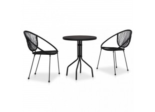 Záhradný bistro set 2+1 PVC ratan čierna Dekorhome