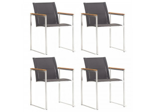 Záhradná kreslá 4 ks čierna / sivá Dekorhome
