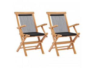 Skladacia záhradná stolička 2 ks teakové drevo / povrázky Dekorhome