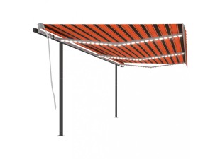 Ručne zaťahovacia markíza so stĺpikmi a LED svetlom 600x300 cm Dekorhome