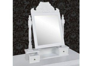 Toaletný stolík so zrkadlom biela Dekorhome