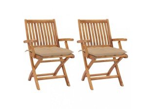 Záhradná stolička 2 ks teak / látka Dekorhome