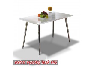 Jedálenský stôl 120x70 PEDRO biela lesk / chróm