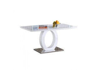 Jedálenský stôl ZARNI biela lesk / oceľ