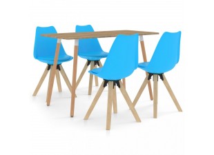 Jedálenský set 4 + 1 buk / umelá koža / plast Dekorhome
