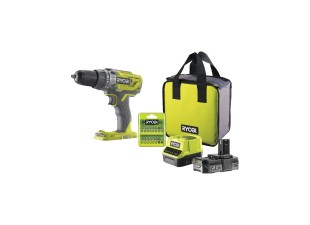 Ryobi R18PD3-120SA17 aku 18V příklepová vrtačka + 1x 2Ah baterie + nabíječka + taška + sada bitů ONE