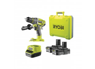 Ryobi R18PD7-220B aku 18 V bezuhlíková příklepová vrtačka + 2x 2Ah baterie + nabíječka ONE+