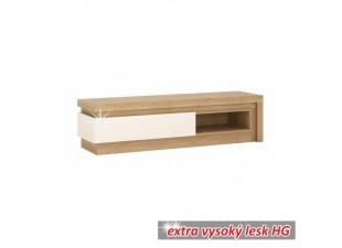 RTV stolík LEONARDO 02 dub riviéra / biela vysoký lesk