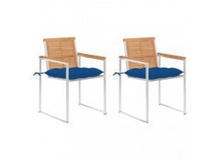 Záhradná stolička 2 ks teak / látka Dekorhome