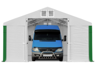 Garážový stan 5x8x2,5m strecha PVC 560g/m2 boky PVC 500g/m2 konštrukcia ZIMA