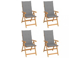 Záhradná stolička 4 ks teak / látka Dekorhome