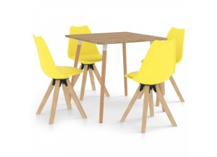 Jedálenský set 4 + 1 buk / umelá koža / plast Dekorhome