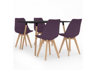 Jedálenský set 4+1 buk / látka / plast Dekorhome