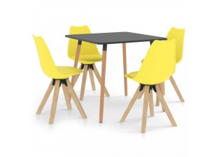 Jedálenský set 4+1 buk / umelá koža / plast Dekorhome