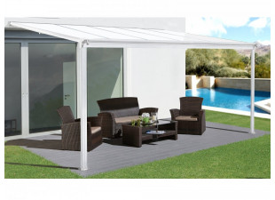 Hliníková pergola 3,12 x 3 m biela / polykarbonát Dekorhome